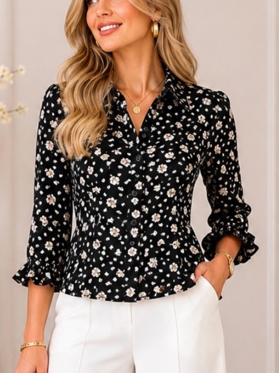 Ann Taylor Tops - Ann Taylor Black and White Floral silk blouse
